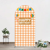 Aperturee - Aperturee Chessboard Pattern Kite Happy Birthday Arch Backdrop